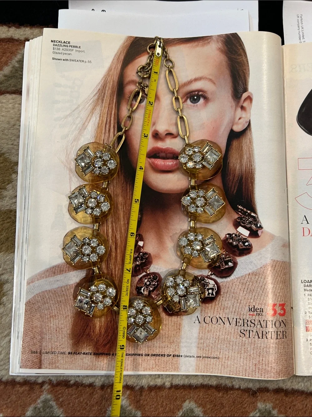 J. Crew 2013 Dazzling Pebble Gold-Tone Crystal Statement Necklace - Yellow